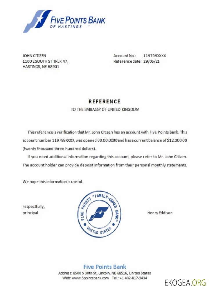 USA , Five Points bank , référence template